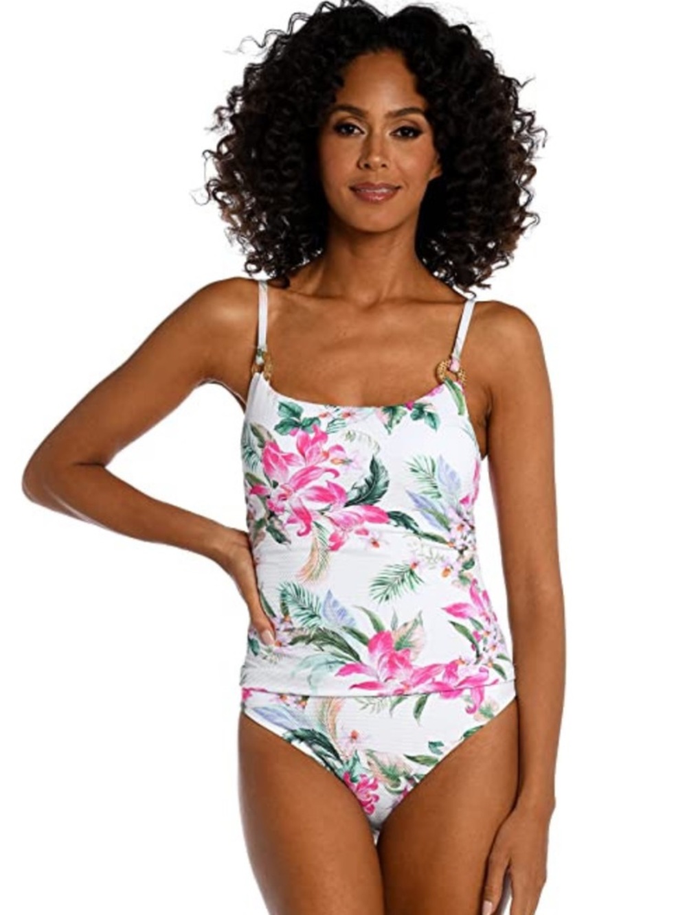 La Blanca Mystic Palms Mio Raffia Ring Lingerie Strap One Piece Swimsuit 8 (M)